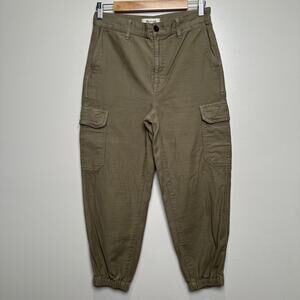 Madewell High‎ Rise Cargo Fatigue Pants Joggers Cotton Women’s Size 26 Dark Tan